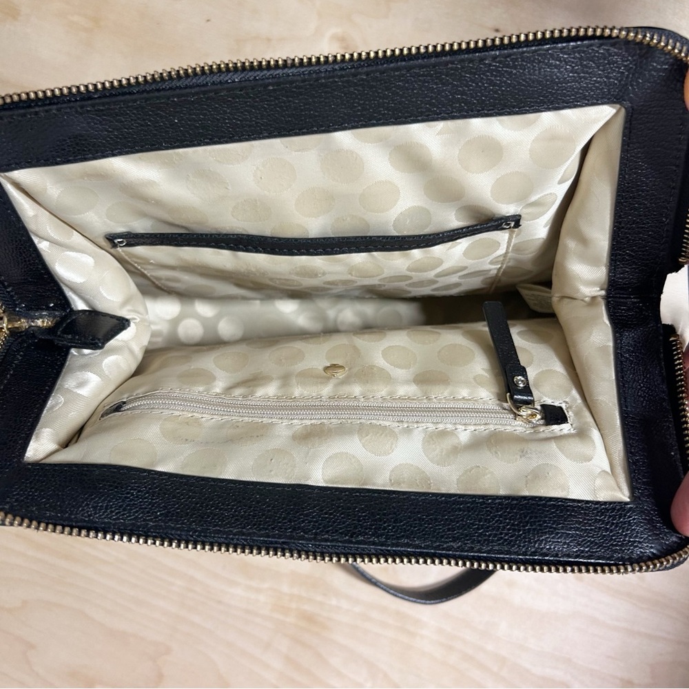 Kate Spade Auburn Place Cayton Satchel Bag Patent Cow Leather Cream and Black - Picture 6 of 15